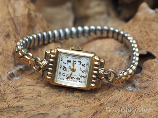 1940's Gruen Guild Swiss Made 15 Jewel 10K Rolled Gold Ladies Wristwatch