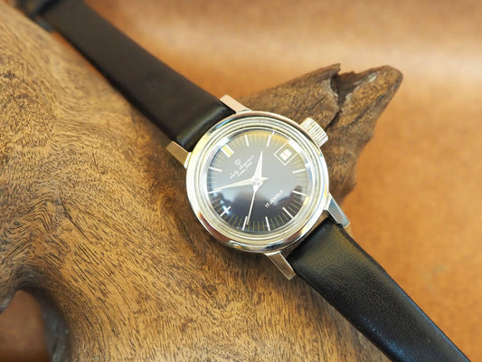 1970's Jules Jurgensen Japanese Made 17 Jewel Stainless Steel Ladies Manual Wind Wristwatch